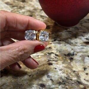 Elegant Gold and and cubic zirconia clip fashion earrings